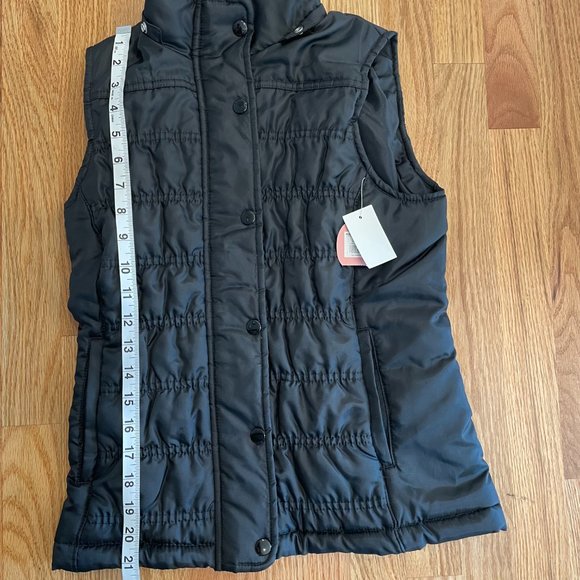 Quilted Puffer Vest with Detachable Hood with Faux Fur Trim by SO Womens Size S - Picture 13 of 16